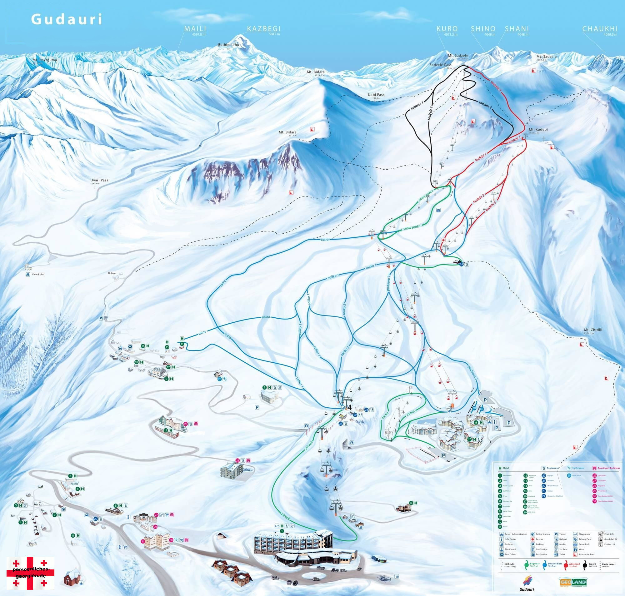 Karte Gudauri Skigebiet